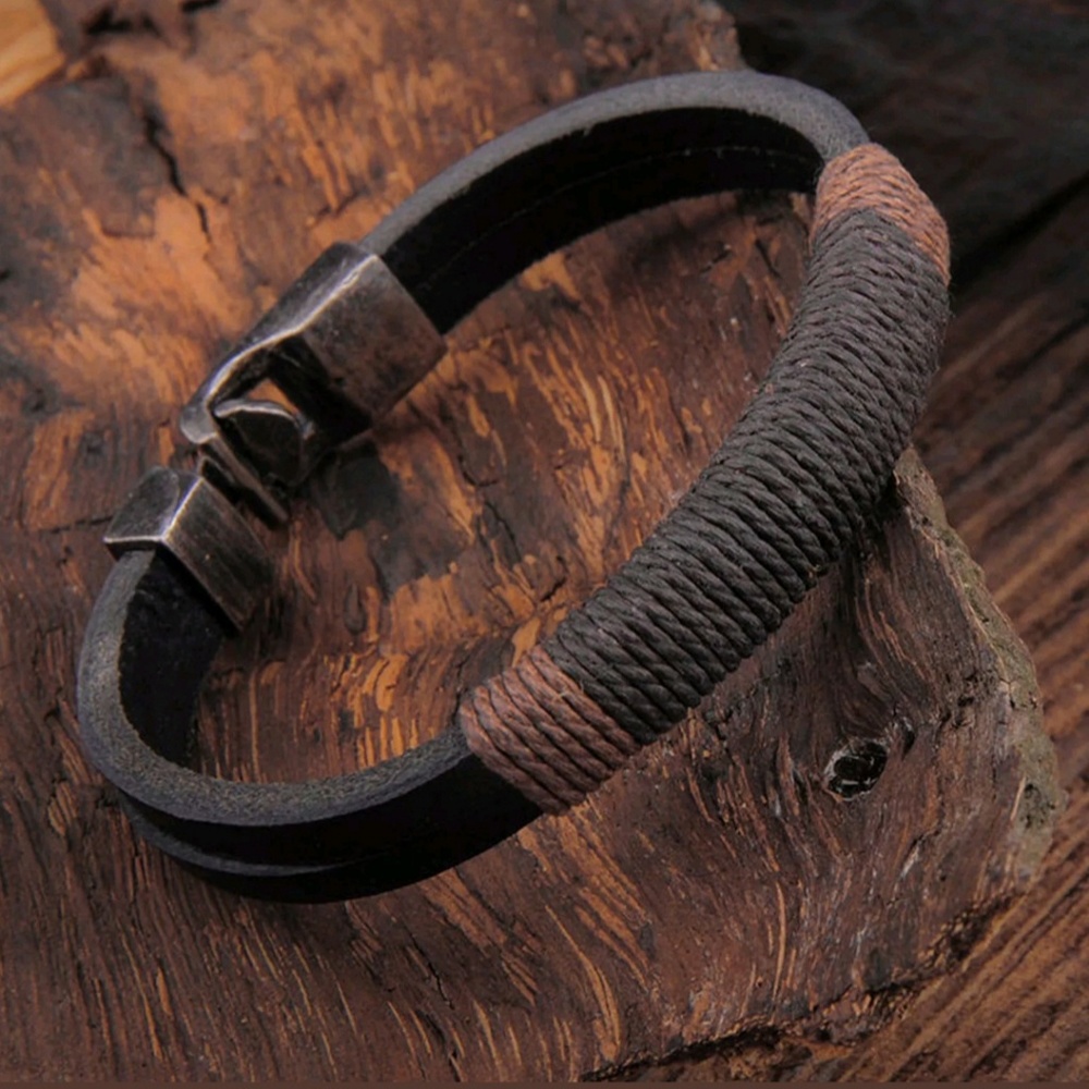 New arrival Men's bracelet cuff in dark brawn - Picture 2 of 6